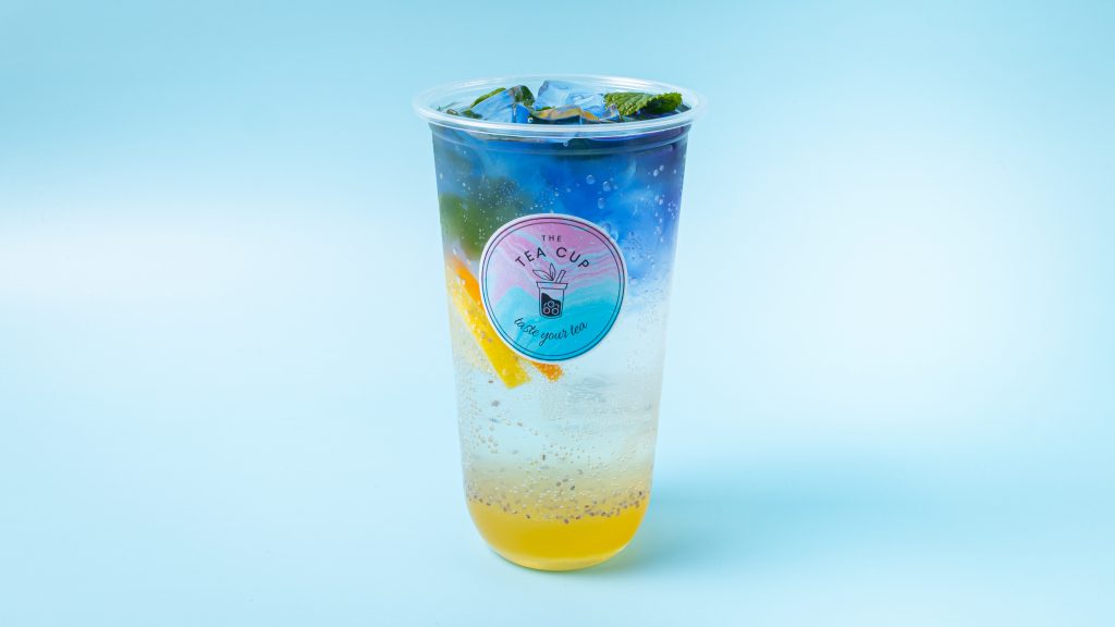 Butterfly with Love Soda in Blau und Gelb